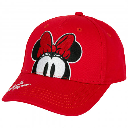 Minnie Mouse Peeking Red Colorway Youth Cap